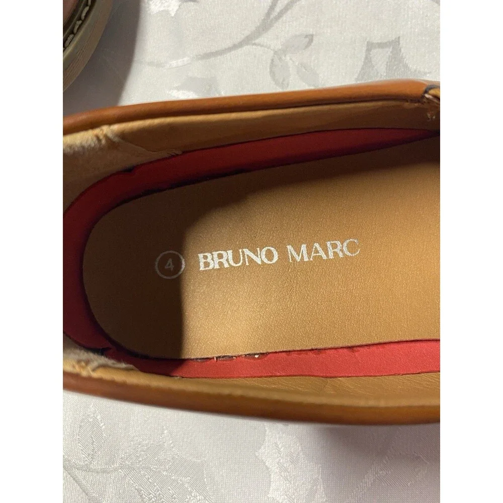 Bruno Marc Boys Brown Monk Strap Dress Loafers Faux Leather Size 4